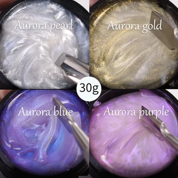 Aurora Bleščice 30g Ne Držijo Roko Trdno Razširitev Stavbe Gel 3D UV Lak, Gel za nohte Pearl Modra Vijolična Jasno Golih Manikura