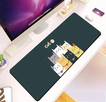 Razširjene Gaming Mouse Pad 35.4x15.7 v Velike 3 mm nedrsečo Gumo Znanja Mousepad Nepremočljiva Tipkovnico, Miško Mat Desk Pad - Cut Mačka
