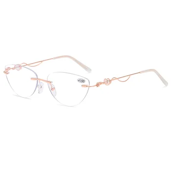 Brez okvirjev Obravnavi Očala za Ženske Anti Modre Svetlobe, Kristali Kovinski Presbyopia Očala +1.0+1.5+2+2.5+3+3.5+4.0