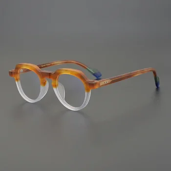 WYT Moških novo ročno Mat barve acetat očal okvir krog retro oblikovalec optična očala ženske Kratkovidnost recept za očala