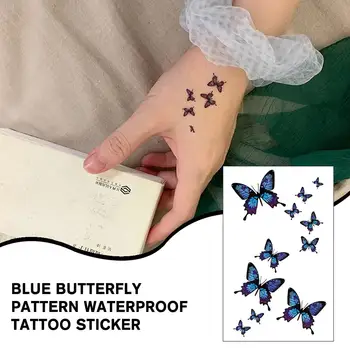 Seksi 3D Metulj Začasni Tattoo Nalepke Ključnico Tiskanje Prenos Neprepusten za Vodo Umetnosti Metulj Papir Modro Disposab D2H2