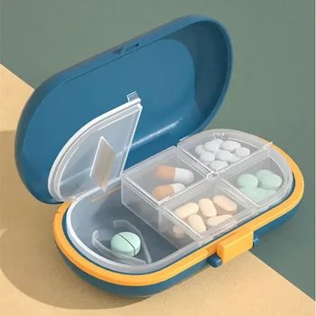 Tabletke Rezalnik z Nevidno Prenosni Shranjevanje Pill Box 4 V 1 Mini Drog, Tablet Zdravila Dustproof Delilnik Tablet Organizator Crusher
