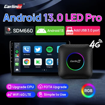 8GB+128GB CarlinKit Android 13 CarPlay AI Polje LED Brezžični Carplay Android auto Adapter za Nadgradnjo SDM660 8-Jeder Za IPTV Netflix
