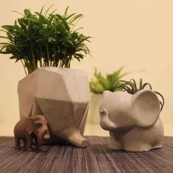 Cement Cvetlični lonček Plesni Slon Živali Obliko Silikonsko Plesni za Planter Pot Mavca Smolo Plesni