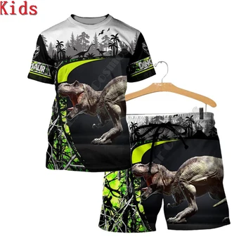 Ljubezen Dinozaver 3D Tiskanih T Majice In kratke Hlače, Otroci Smešno Otrok bo Ustrezala Fant Dekle Poletje Kratek Rokav Obleko Otroci Oblačila 16