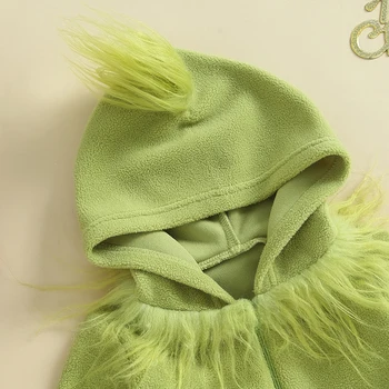 Newborn Baby Girl Boy Božični Kostum Fuzzy Jumpsuit Romper Malčka, Zelena Pošast Kostum