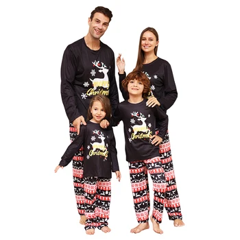 Družina se Ujemanje Božičnih Pižamo 2024 Odrasli Otroci Xmas Obleko Nastavite Mati Hči Vrhovi+Hlače 2PCS Sleepwear Oblačila za Pse, Pižame