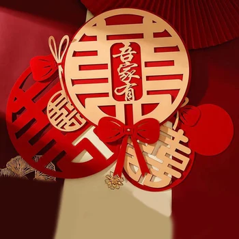Kitajski Poročno Dekoracijo Stenske Nalepke Rdeče Mah Poroko Visi Vrata Spalnice, Dnevna Soba Ozadju Dekoracijo Sten