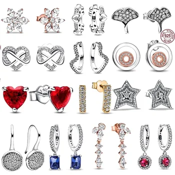Modni uhani S925 čisto srebrni uhani, valovite uhani, ljubezen biseri, star uhani, ženske lepe nakit darila