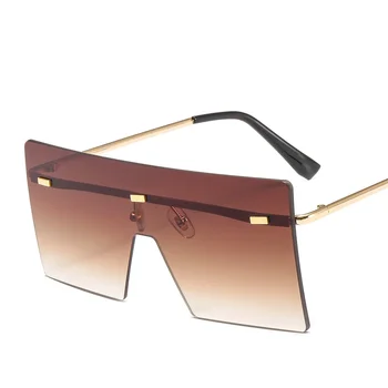 Prevelik Rimless sončna Očala Moda za Ženske, Kovinski Gradient sončna očala Luksuzni Lady Sunglass Očala UV400 Odtenki gafas de sol