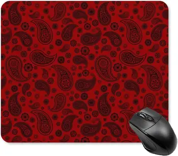 Črni in Rdeči Paisley Mouse Pad Non-Slip Računalniško Miško Mat Mousepad z Gumijasto Podlago za Prenosni Računalnik Office Home 20 * 25 cm