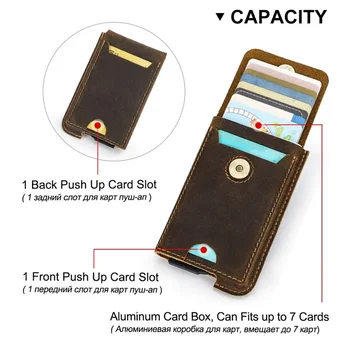 Vintage Pravega Usnja RFID Blokira Kartico sim Denarnice za Moške Luksuzni Kartice Denarnice Primeru Aluminij Metal Slim Imetniku kartice Novo