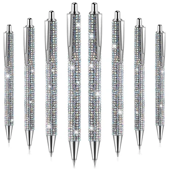 8Pcs Srčkan Pero Bling Diamond Peresa Božič Okrasnih Darilo Kovinski Kemični svinčniki Fancy Sparkly Kristalno Peresa